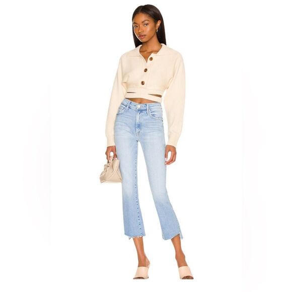 NWT Mother Insider Crop Step Fray Hem Limited Edition Light Denim Straight Jeans - Picture 2 of 16